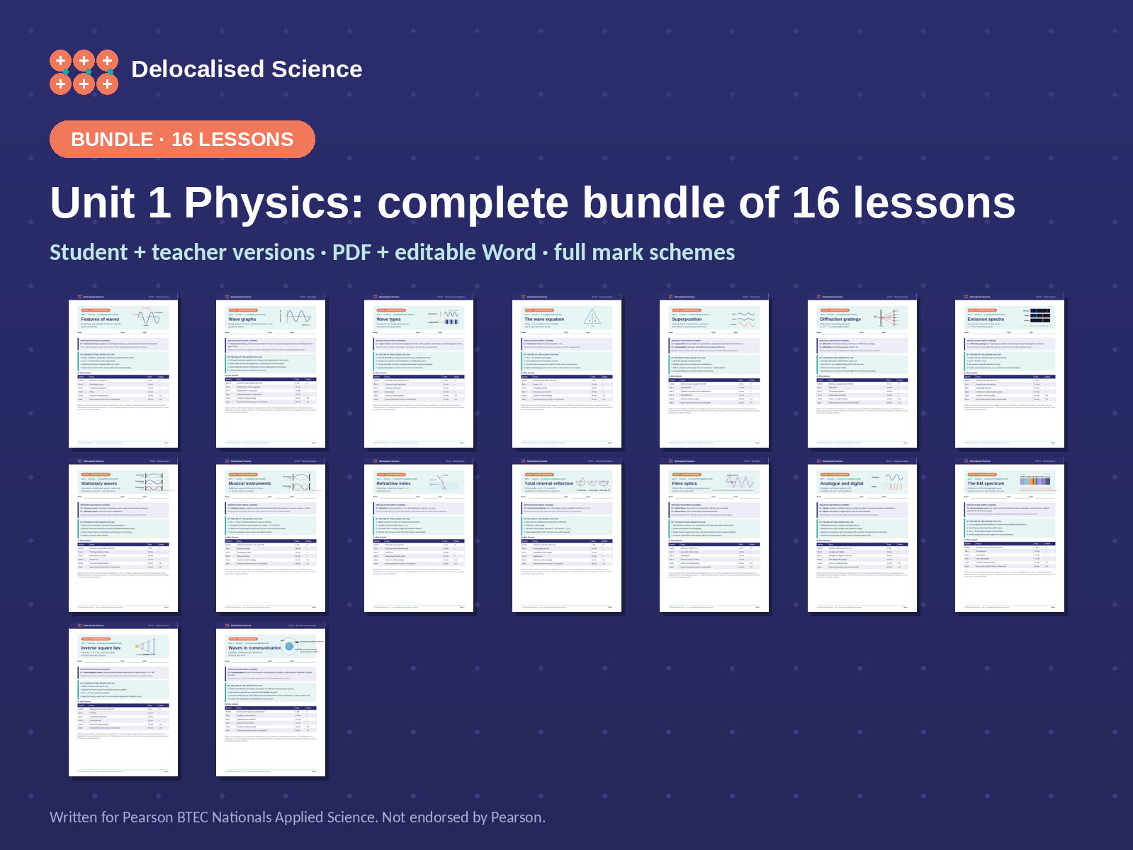 BTEC Applied Science Unit 1 Physics Bundle | 16 Complete Lessons