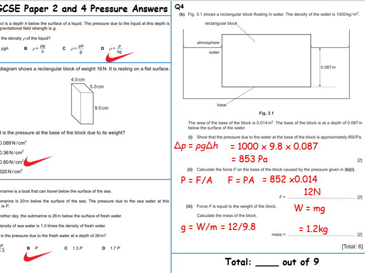 Pressure for IGCSE Physics 0625 CIE Unit 1