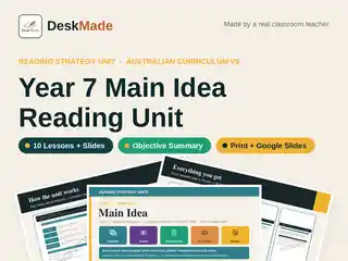 Year 7 Main Idea Reading Unit | Australian Curriculum V9