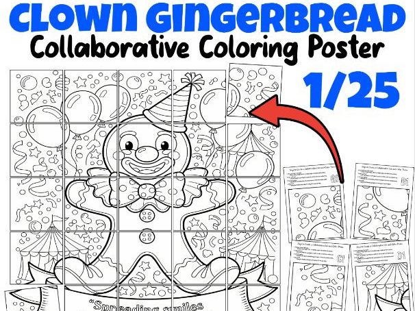 Clown Gingerbread Collaborative Poster | Circus Winter Classroom Activity
