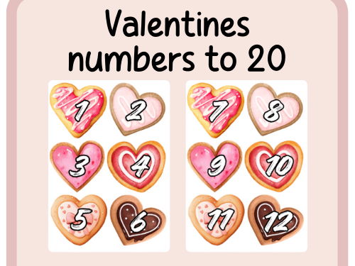 Love heart- valentines numbers to 20