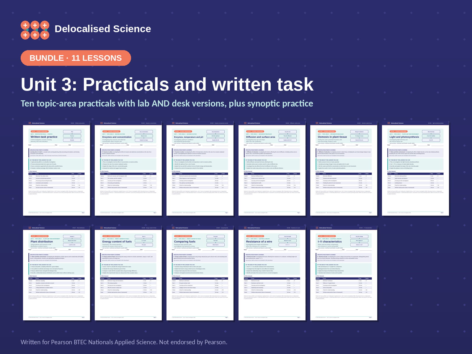 BTEC Applied Science Unit 3 Practicals Bundle | 11 Complete Lessons