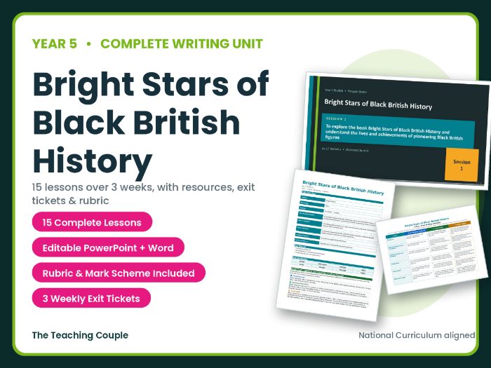 Bright Stars of Black British History | Year 5 English Unit | 15 Complete