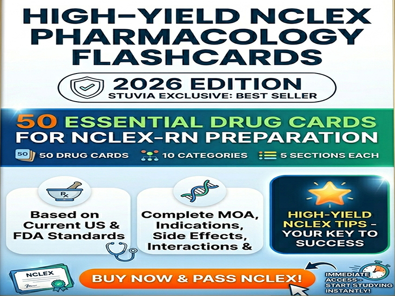 NCLEX-RN Pharmacology Flashcards 2026 | 50 High-Yield Drugs | NGN-Ready | Printable PDF