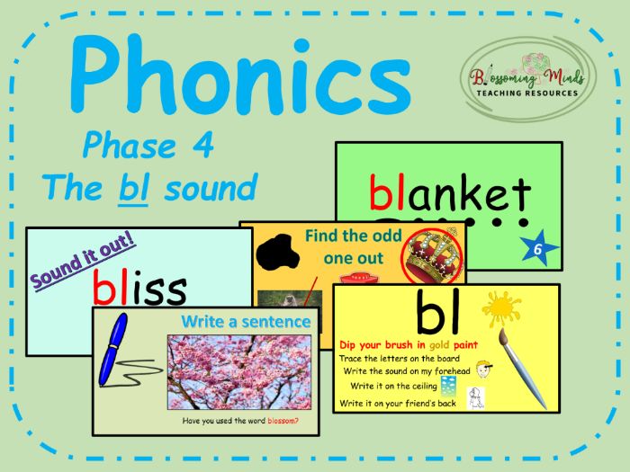 Phonics phase 4 - The 'bl' sound - Consonant blends