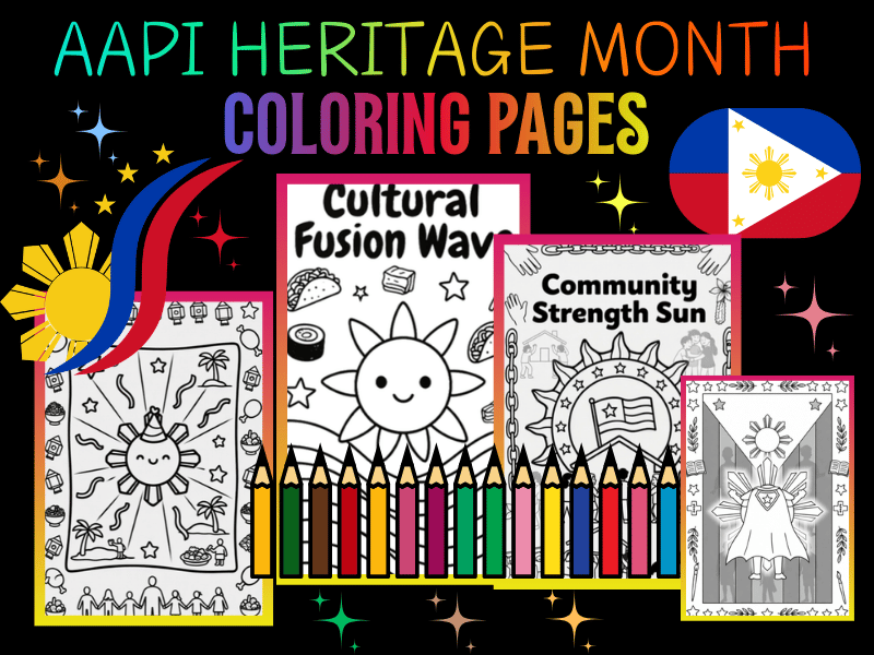 Philippine Flag Coloring Pages | AAPI Heritage Month Activity for Kids - No Prep