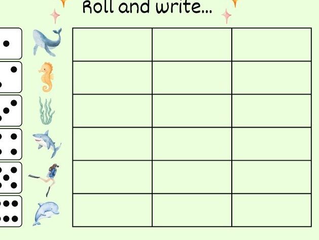 Under The Sea Roll and Write - Set 2 Sounds