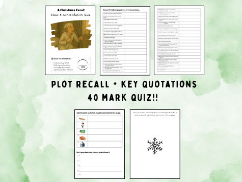 GCSE -  A Christmas Carol - Stave 5, 40 Question Revision Quiz (Assessment)