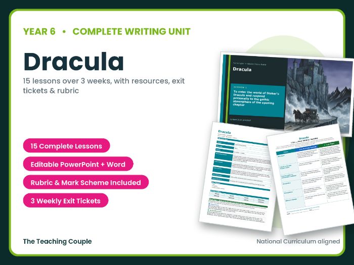 Dracula | Year 6 English Unit | 15 Complete Lessons + Resources + Mark Scheme