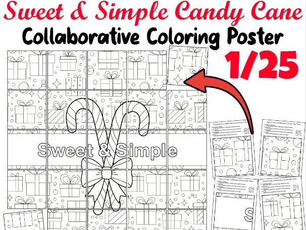 Sweet & Simple Candy Cane Collaborative Coloring Poster | Holiday Classroom Art