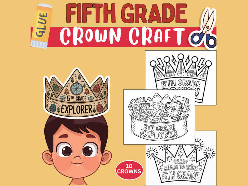First Week of 5th Grade Crown Craft – No-Prep Welcome Back-to-School Headbands