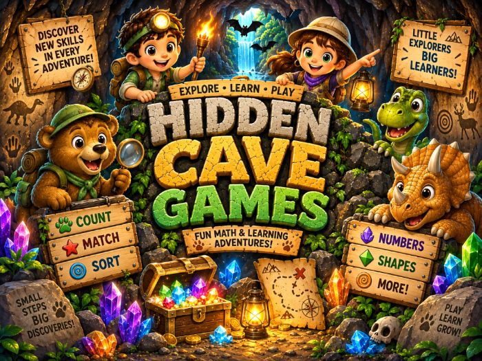 Hidden Cave Math Games & Centers | Numbers 1–20, Counting, Shapes & Ten Frames | Preschool–1st Grade