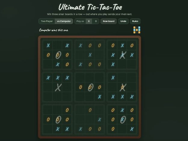 Ultimate Tic Tac Toe: 2-Player & AI