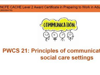 NCFE CACHE Level 2 Certificate in Preparing to Work in Adult Social Care: Communication Unit