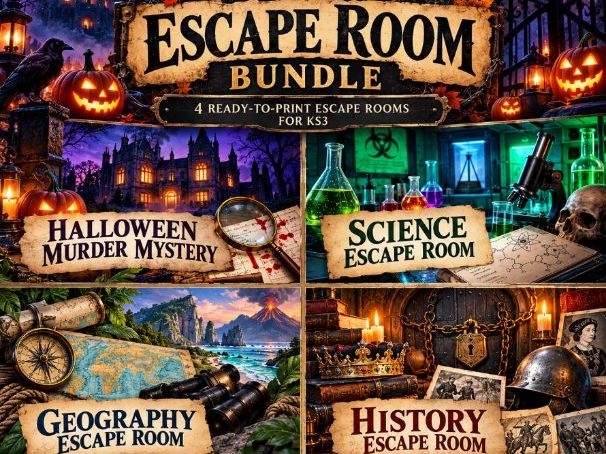 KS3 Escape Room Bundle – English, Science, Geography and History
