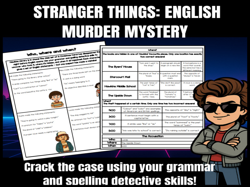 KS3 English Grammar Murder Mystery | Stranger Things Literacy Revision Activity