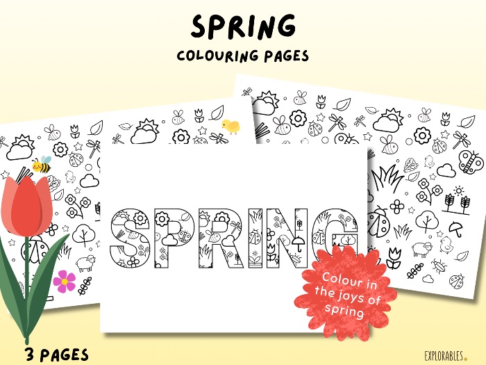 Spring Themed Colouring Pages With Cute Pictures Including Weather Chicks Ladybirds Ladybugs Bees
