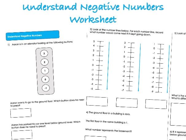 Negative Numbers Worksheet - Understand Negative Numbers
