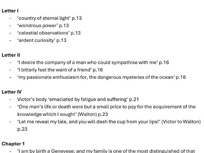 Frankenstein A* Key Quote Bank - Printable PDF