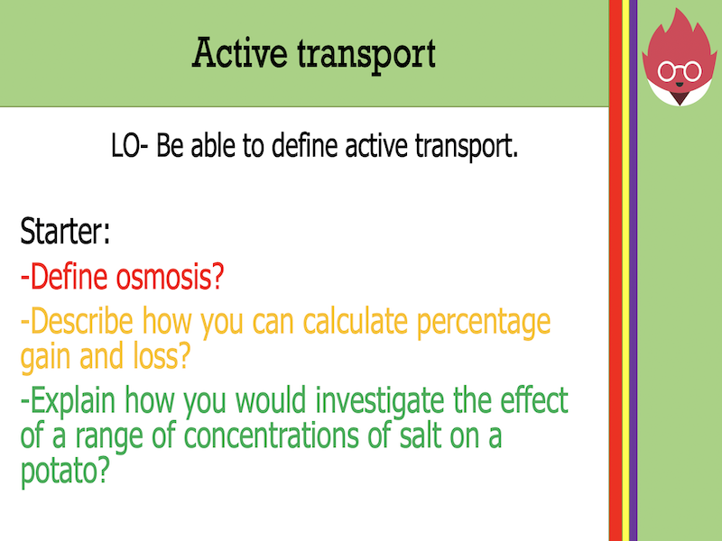 AQA GCSE Biology Active transport Teaching Resources