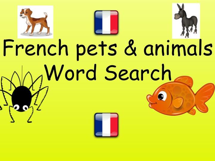 French Pets and Animals Word Search