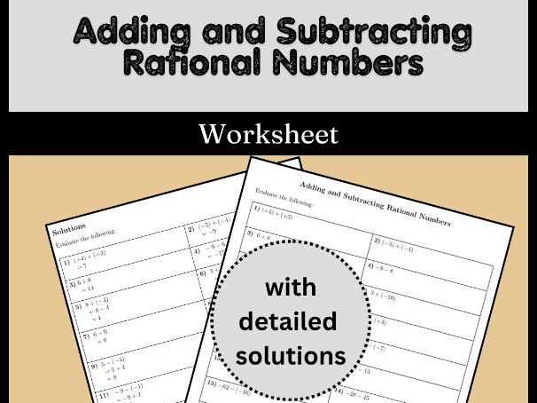 Adding and Subtracting Rational Numbers Worksheet (with solutions)