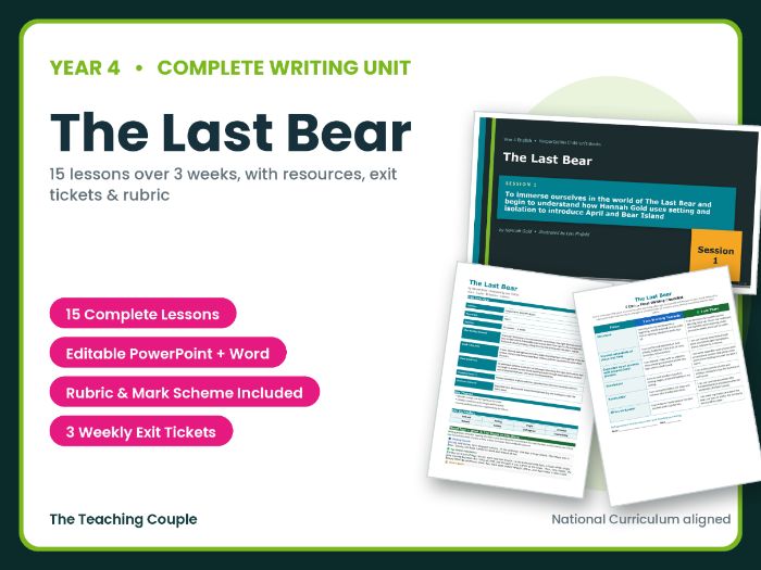 The Last Bear | Year 4 English Unit | 15 Complete Lessons + Resources + Mark Scheme