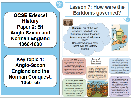 How were the Earldoms governed? Lesson 7 - GCSE History Edexcel Paper 2 - Normans (B1)