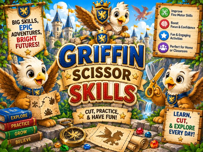 Griffin Scissor Skills Worksheets | Cutting Practice & Fine Motor Activities | Preschool–Grade 1
