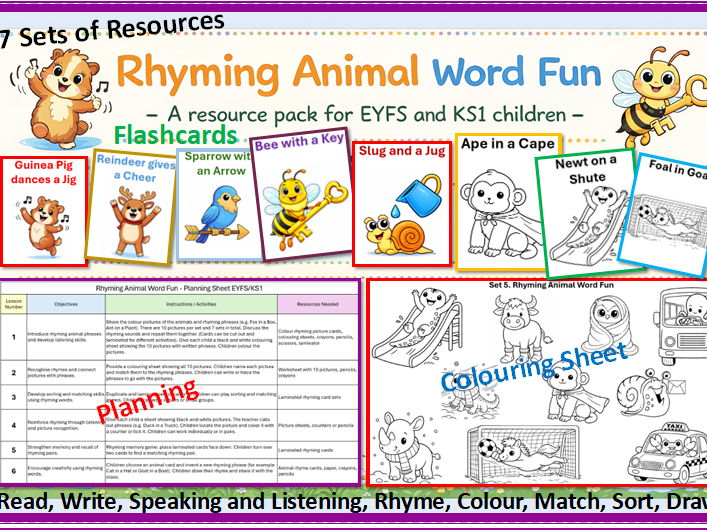 Rhyming Animal Word Fun Pack EYFS / KS1