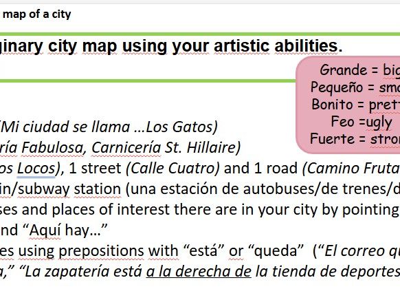 Spanish - describir la ciudad