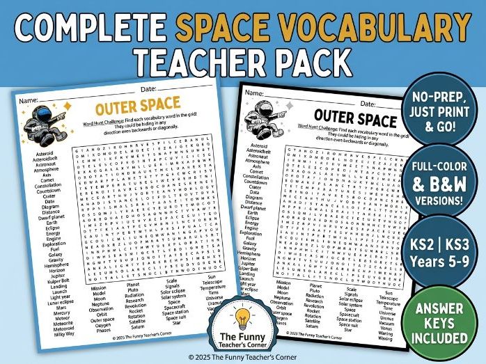 Giant Outer Space Word Search | Solar System & Astronomy Activity | KS2 KS3 Years 4-9