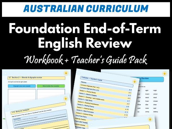 Foundation End-of-Term English Review Pack | Australian Curriculum