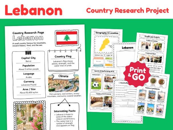 Lebanon Geography Research Project | Printable Activities