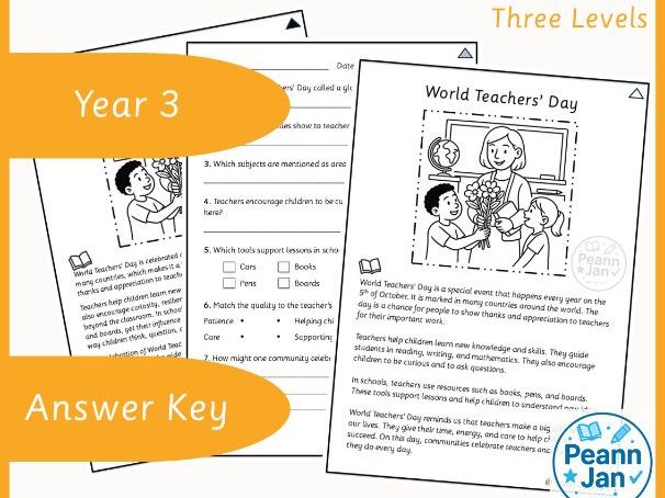 Year 3 Reading Comprehension - World Teachers' Day