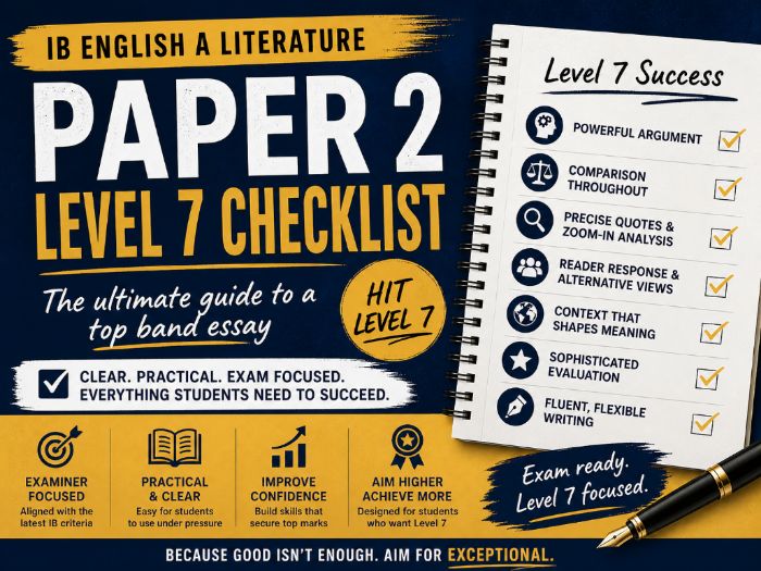 IB English A Paper 2 – Level 7 Checklist | Top Band Essay Guide (2026 Criteria)