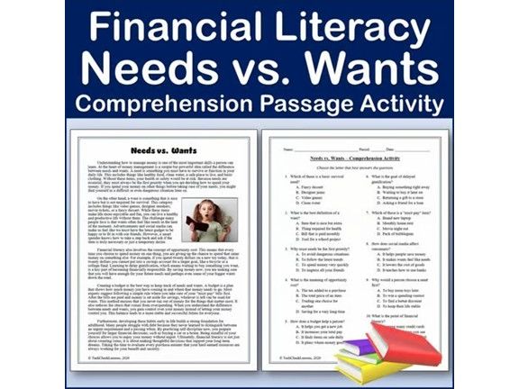 Financial Literacy: Needs vs. Wants - Reading Passage & Activity ...