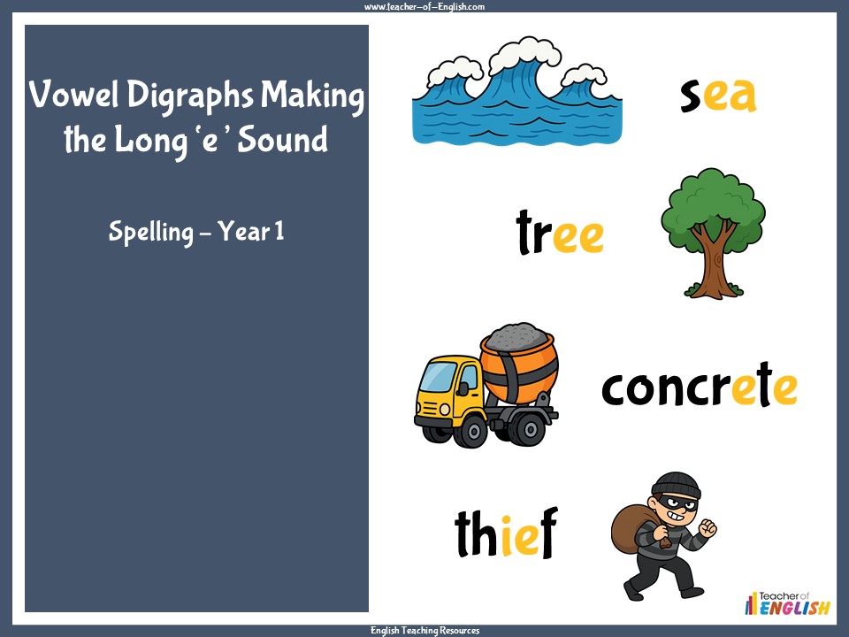 Vowel Digraphs Making the Long 'e' Sound - Year 1 Spelling