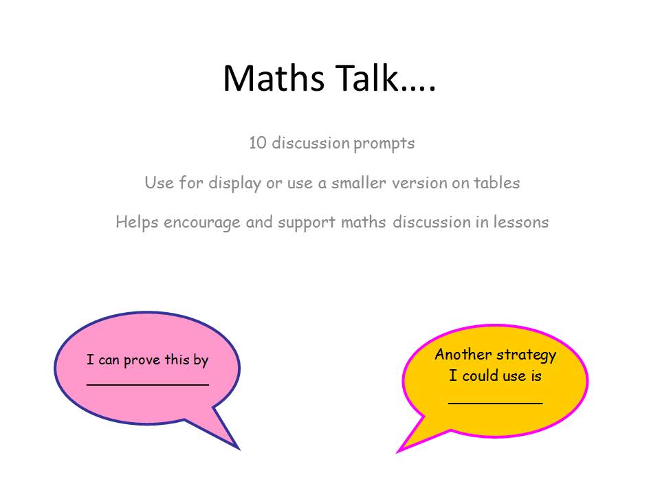 Math talk discussion prompts for display