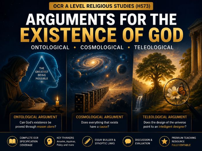 A Level Religious Studies: Arguments for the Existence of God – 3 PowerPoints