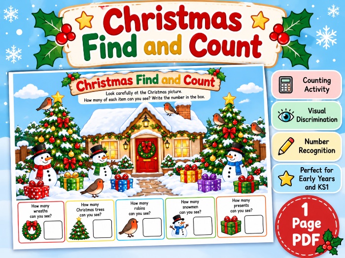 Christmas Find and Count | Christmas Counting Activity