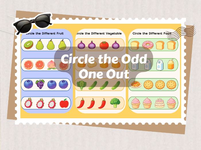 Circle the Odd One Out: Fruit, Vegetable & Food Worksheet
