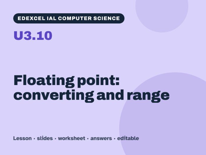 Edexcel IAL Computer Science – U3.10 Floating point: converting and range – Lesson & Worksheet