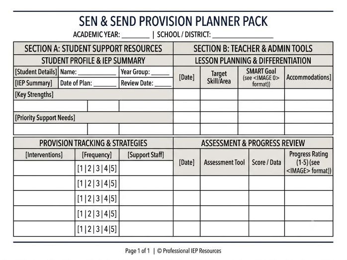 SEN SEND Provision Planner Pack | IEP & Intervention Tracker Kit | Printable Teacher Binder