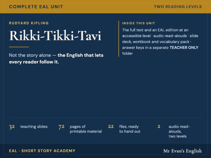 Rikki-Tikki-Tavi | KS3 KS4 English | Complete Unit + EAL + Audio