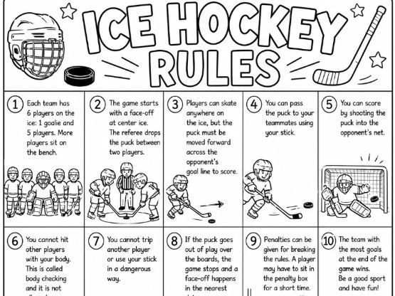 Ice Hockey Rules Colouring Worksheet