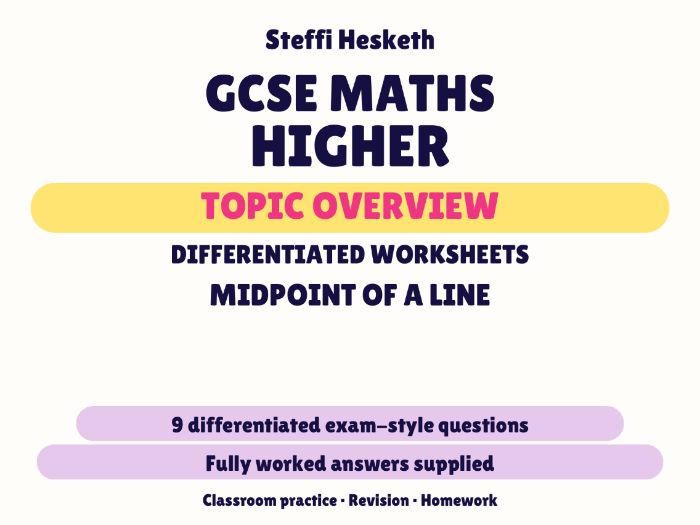 GCSE Higher Midpoint of a Line | Topic Overview Differentiated Worksheet