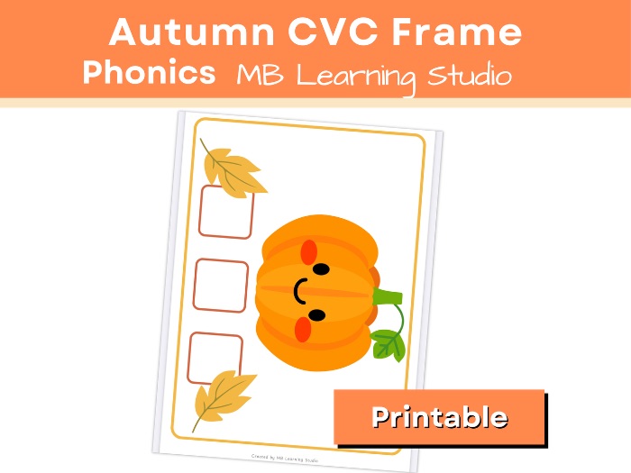 Autumn CVC Word Frame – Phonics and Writing Practice
