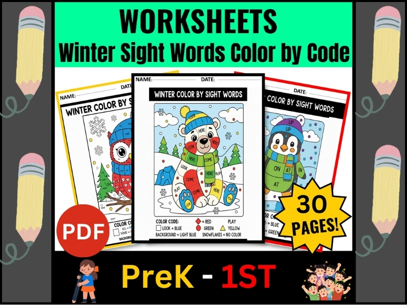 Winter Color by Code Sight Words