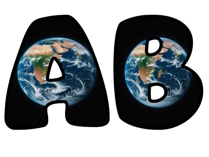 Earth Planet Home Classroom Display | Lettering Set | Upper & Lowercase, 0-9 and Signs
